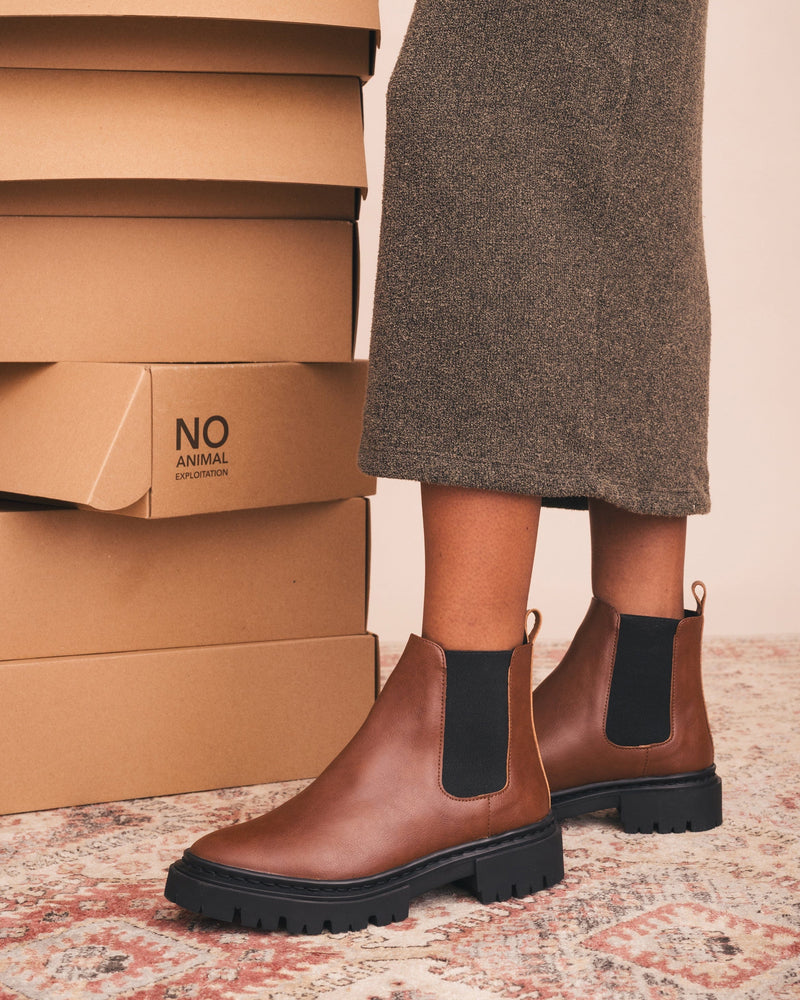 NAE Vegan Shoes Molly Women's Vegan Leather Chelsea Boots | Brown
