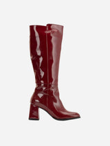 Immaculate Vegan - Prologue Shoes Adele Patent Vegan Leather Knee High Boots | Burgundy