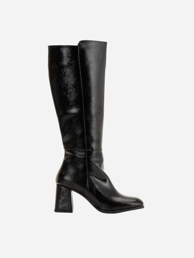 Prologue Shoes Adele Vegan Leather Knee High Boots | Black Patent