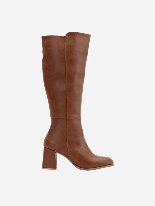 Prologue Shoes Adele Vegan Leather Knee High Boots | Brown