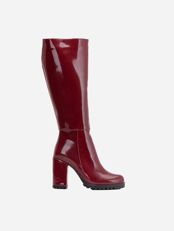 Prologue Shoes Alize Calf Platform Vegan Boots | Burgundy Patent UK3 / EU36 / US5.5 / Burgundy