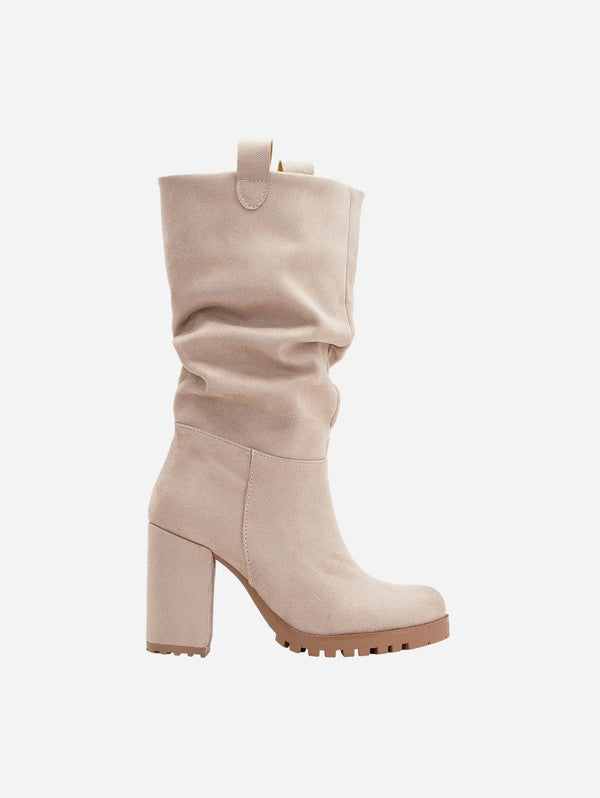 Prologue Shoes Anais Slouch Platform Suede Vegan Boots | Beige UK3 / EU36 / US5.5 / Beige