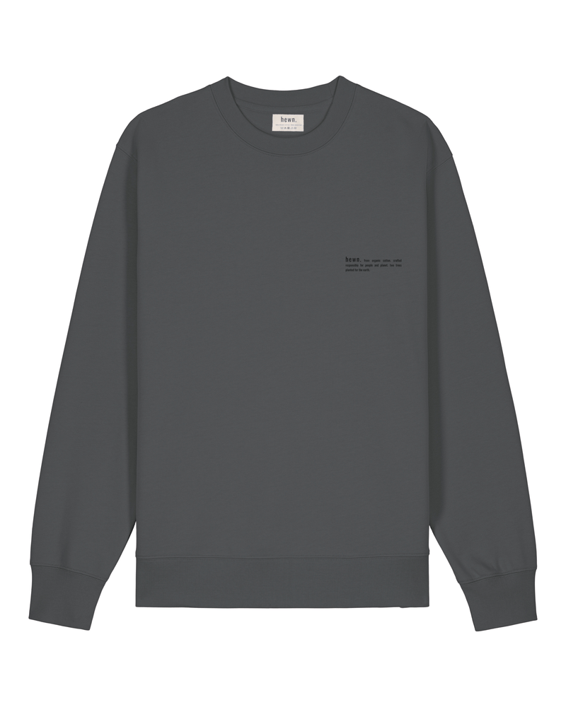 hewn. Mens Organic Cotton Relaxed-fit Sweatshirt in Anthracite