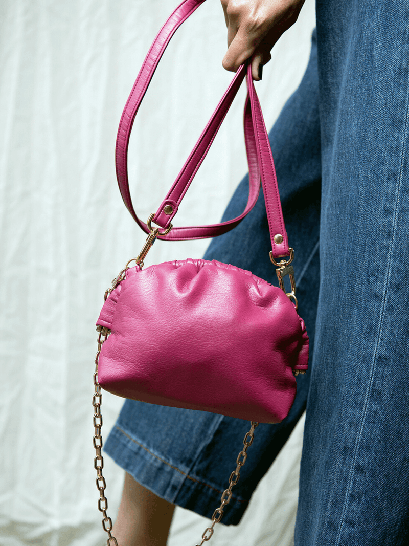 Under Her Eyes VERA SMALL CLUTCH <br> Vegan Leather - Fuchsia Pink Pink / Vegan Leather