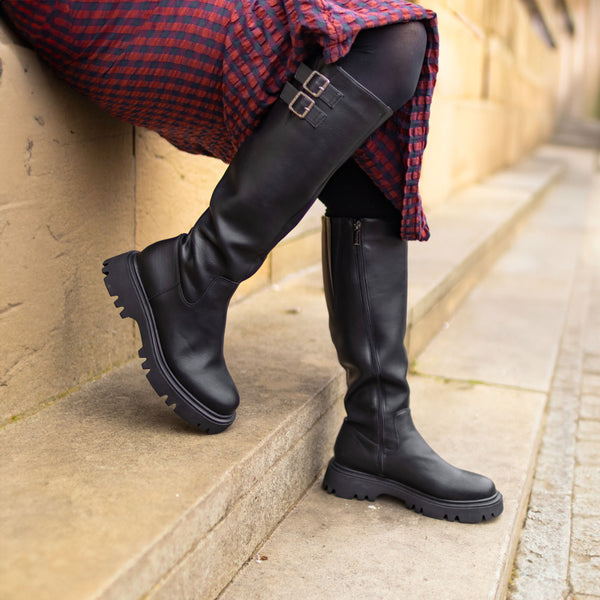 Bram Women's Vegan Leather Knee High Boots | Black