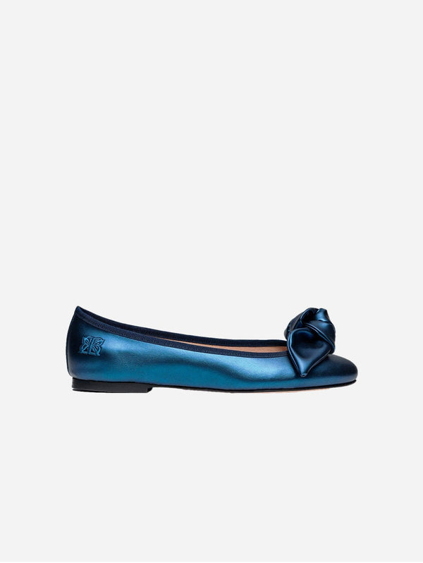 9:30am Hearing in Court Vegan Leather Bow Flats | Electric Blue