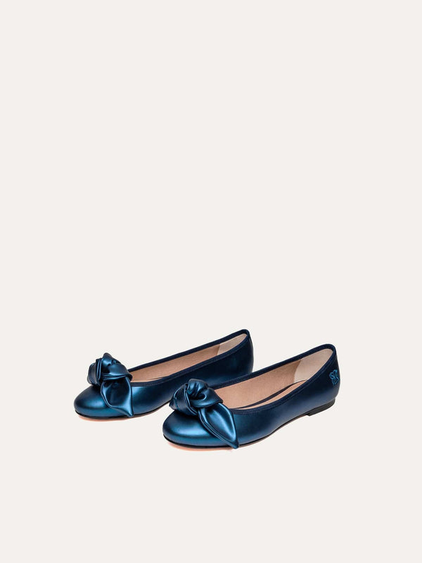 9:30am Hearing in Court Vegan Leather Bow Flats | Electric Blue
