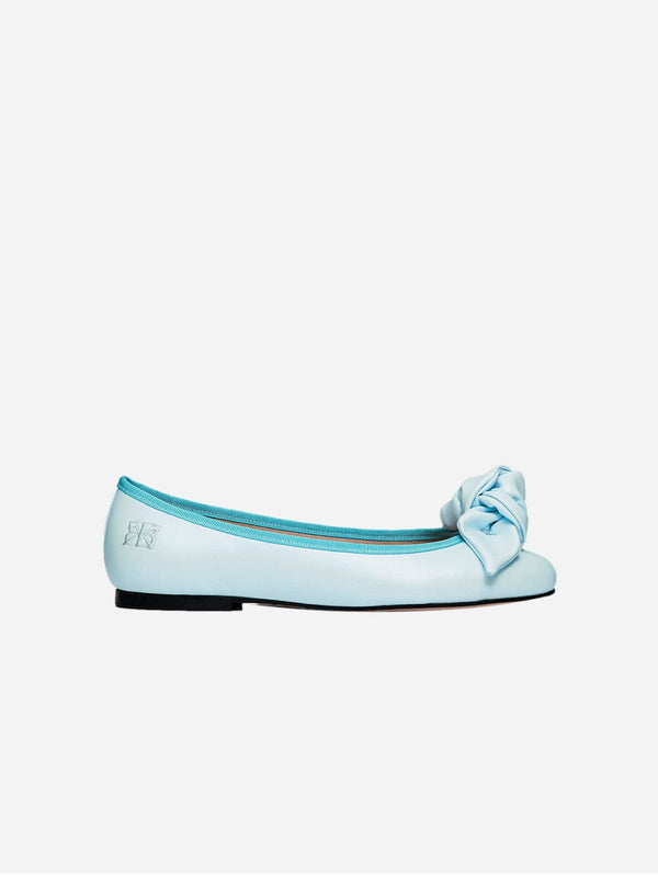 9:30am Hearing in Court Vegan Leather Bow Flats | Opaline Blue