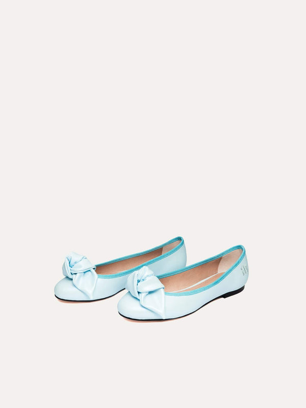 9:30am Hearing in Court Vegan Leather Bow Flats | Opaline Blue