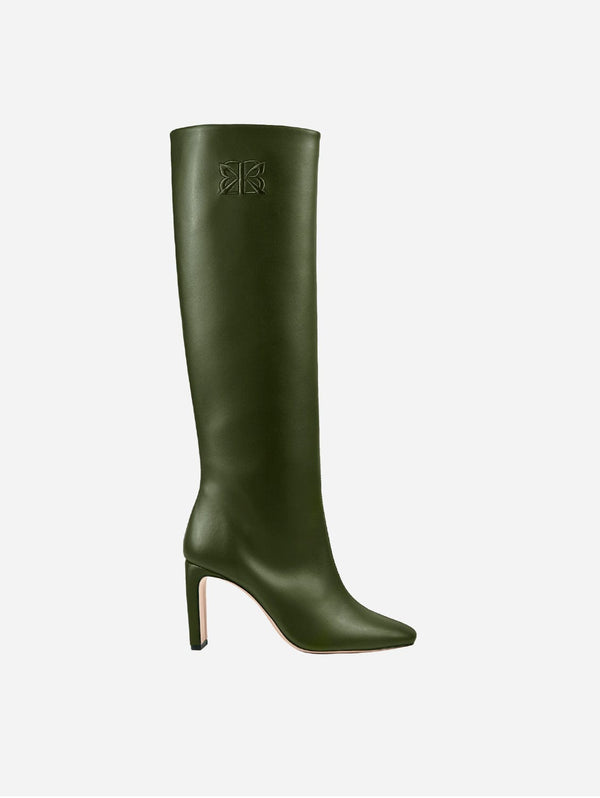 8.30am Cactus Leather Vegan High Knee Heeled Boots | Dark Green