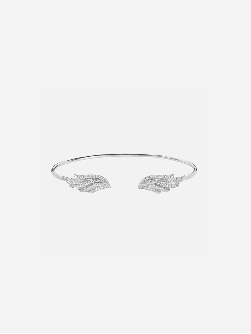 Angel Wing Sterling Silver Bangle | Silver