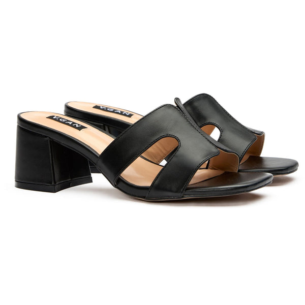 V.GAN Bok Women's Vegan Leather Mule Heel Sandals | Black