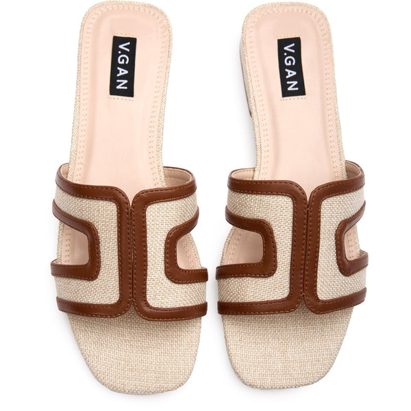 V.GAN Bok Women's Vegan Leather Slider Sandals | Natural & Tan