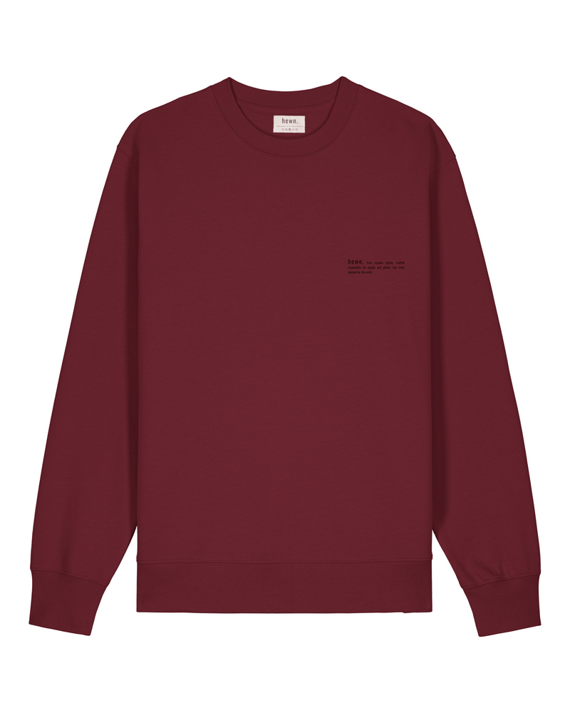 hewn. Mens Organic Cotton Relaxed-fit Sweatshirt in Berry Red