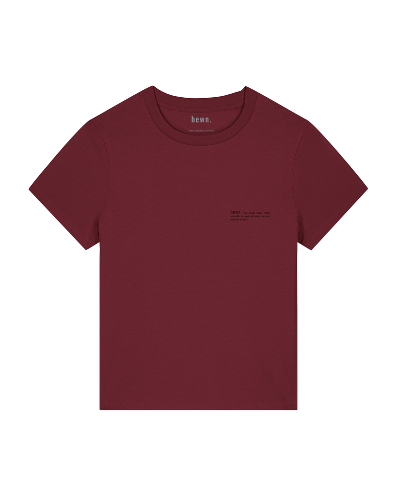 hewn. Womens Classic-fit Organic Cotton T-shirt in Berry Red