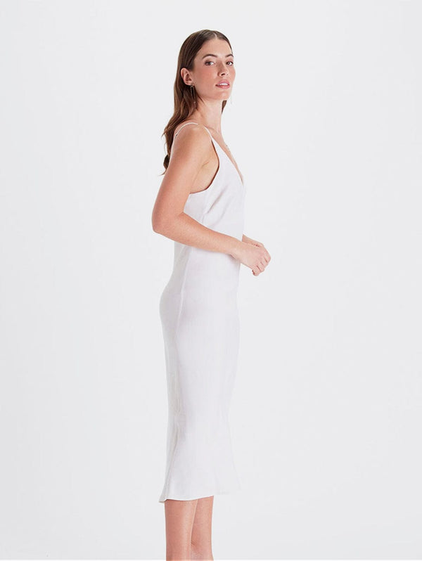 Neu Nomads Bias Cut Lightweight TENCEL™ Modal Vegan Silk Slip Dress | Snow White
