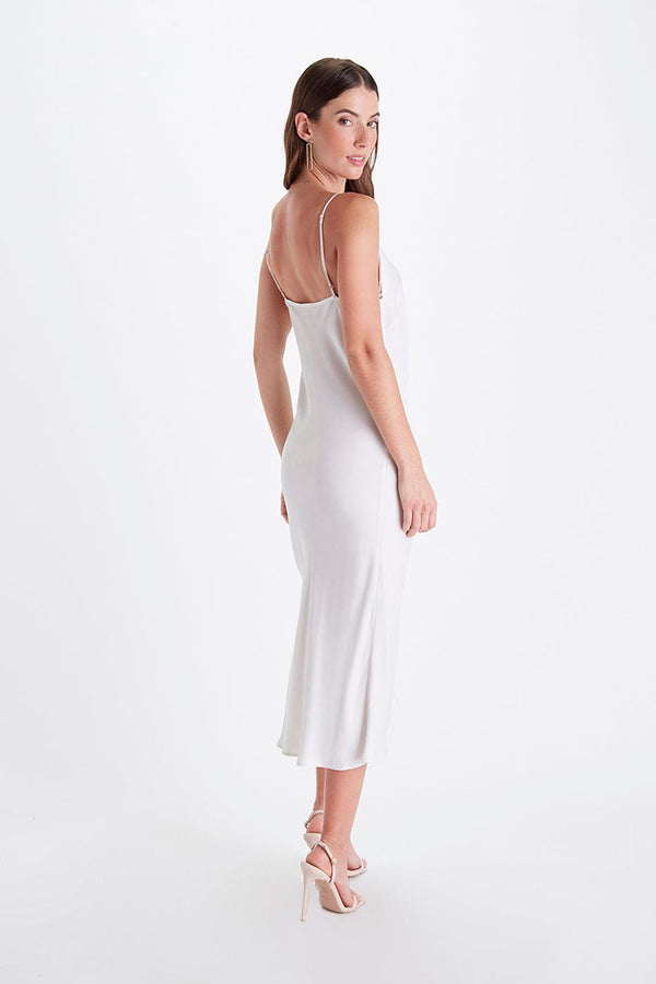 Neu Nomads Bias Cut Lightweight TENCEL™ Modal Vegan Silk Slip Dress | Snow White