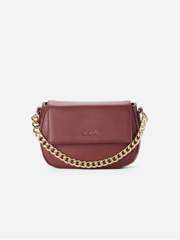 SKYLA Billie Vegan Leather Crossbody Bag | Auburn