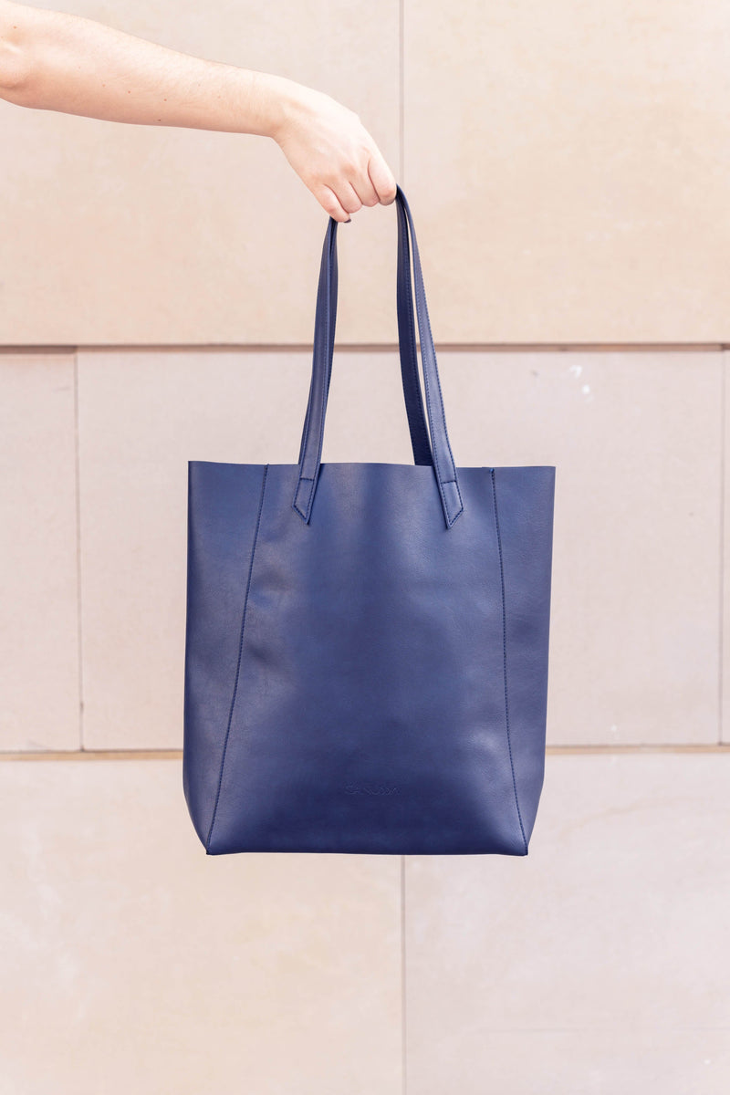 Canussa Basic Vegan Leather Everyday Tote Bag | Navy Blue