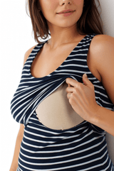 Immaculate Vegan - The Bshirt Nursing Laced Cotton Vest | Navy/White Stripe