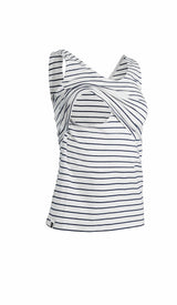 Immaculate Vegan - The Bshirt Nursing vest in White/Navy Stripe