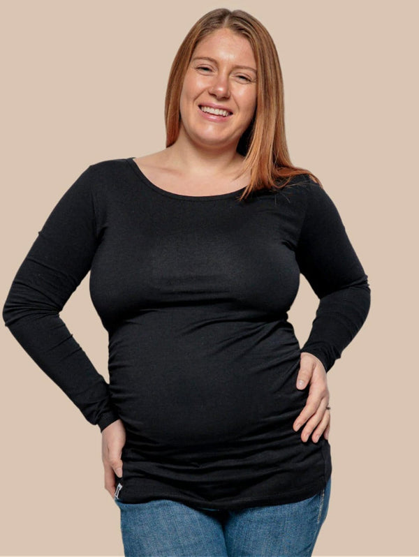 The Bshirt Maternity Cotton Long Sleeve Top | Black