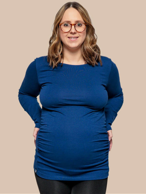 The Bshirt Maternity Cotton Long Sleeve Top | Navy