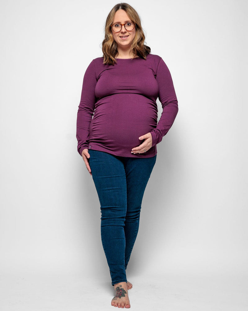 The Bshirt MATERNITY LONG SLEEVE TOP IN PLUM