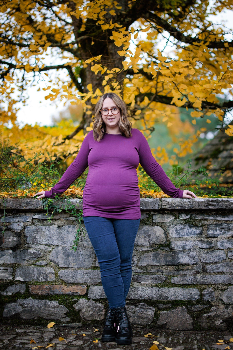 The Bshirt MATERNITY LONG SLEEVE TOP IN PLUM