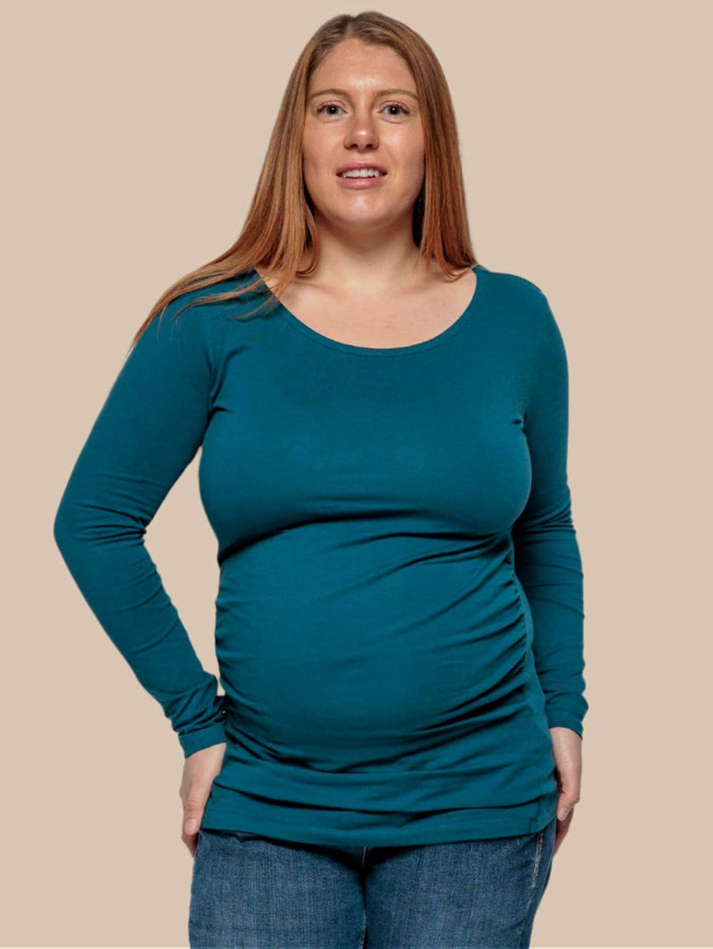 The Bshirt Maternity Cotton Long Sleeve Top | Teal