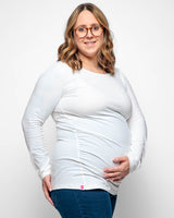 Immaculate Vegan - The Bshirt MATERNITY LONG SLEEVE TOP IN WHITE