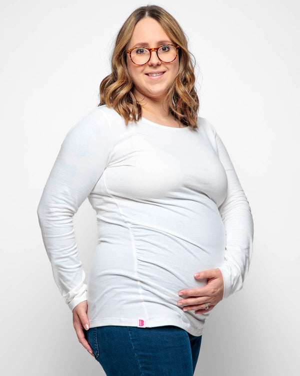 The Bshirt MATERNITY LONG SLEEVE TOP IN WHITE