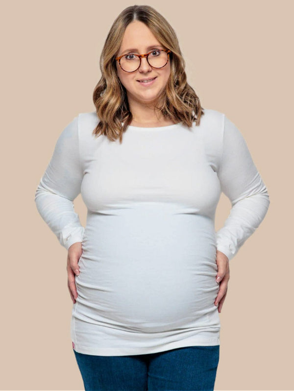 The Bshirt Maternity Cotton Long Sleeve Top | White