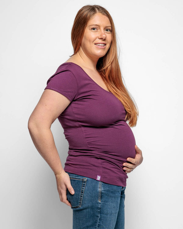 The Bshirt Maternity Cotton Short Sleeve Top | Plum