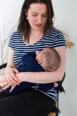 Immaculate Vegan - The Bshirt Nursing short sleeve t-shirt in Navy/White Stripes