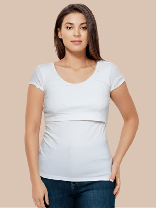 The Bshirt Nursing Short Sleeve Twin Pack Cotton T-shirt | White