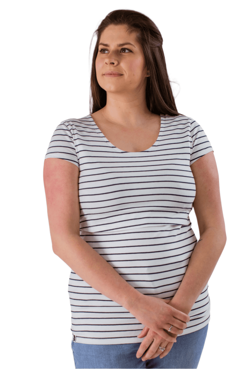 The Bshirt Nursing short sleeve t-shirt in White/Navy Stripes