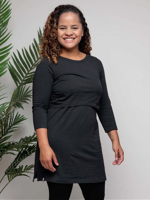 The Bshirt Nursing Tunic Cotton Dress | Charcoal