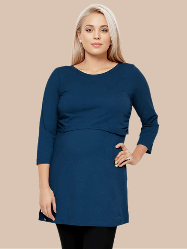 The Bshirt Nursing Tunic Cotton Dress | Navy