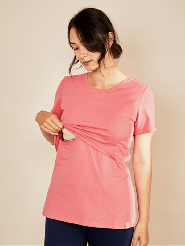The Bshirt Nursing Crew Neck Organic Cotton T-shirt | Rose
