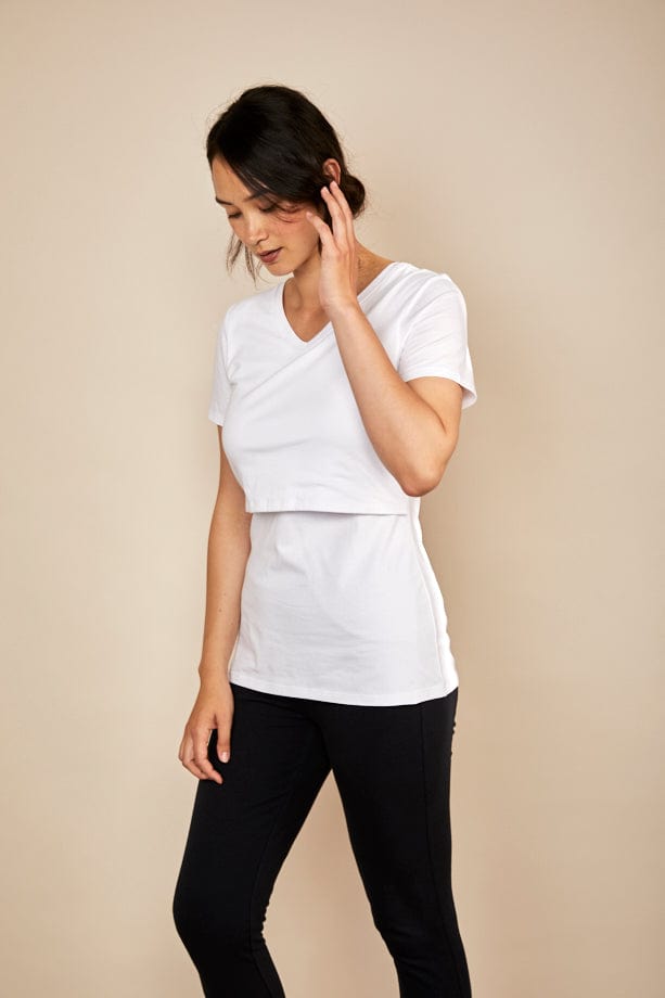 The Bshirt Bshirt Nursing V Neck T-shirt in White