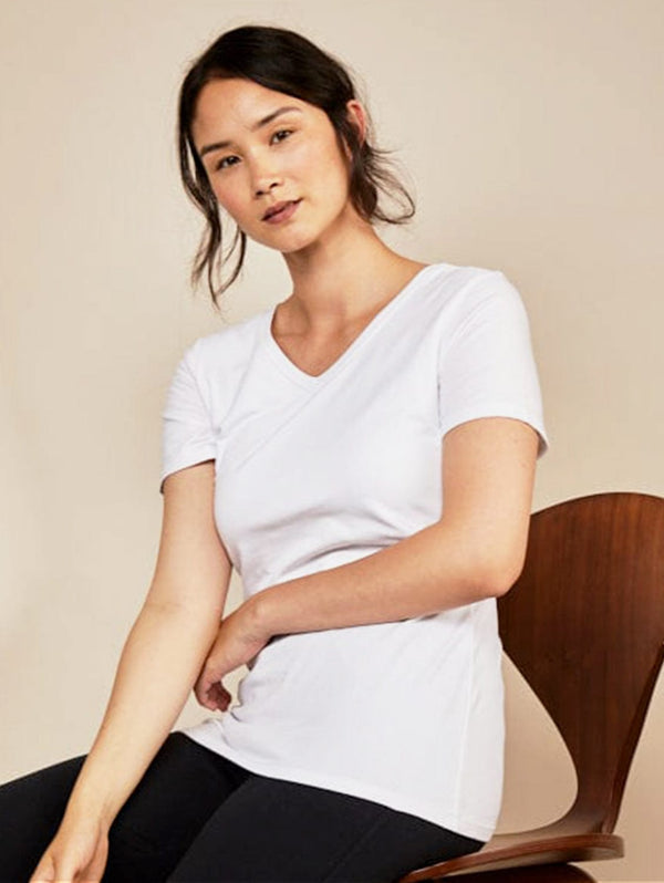 The Bshirt Nursing V Neck Cotton T-shirt | White