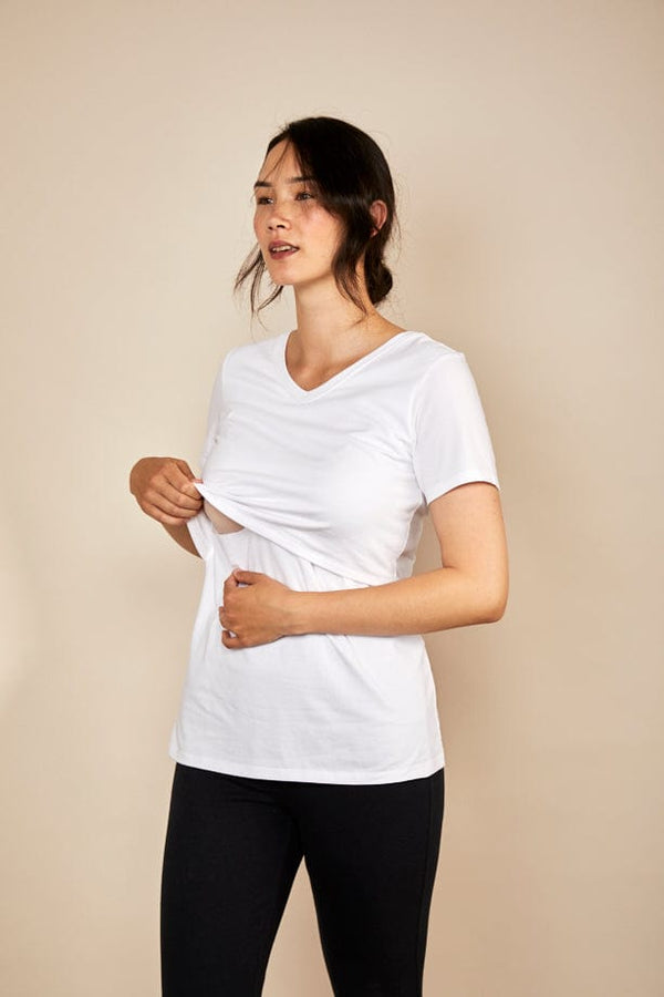 The Bshirt Bshirt Nursing V Neck T-shirt in White