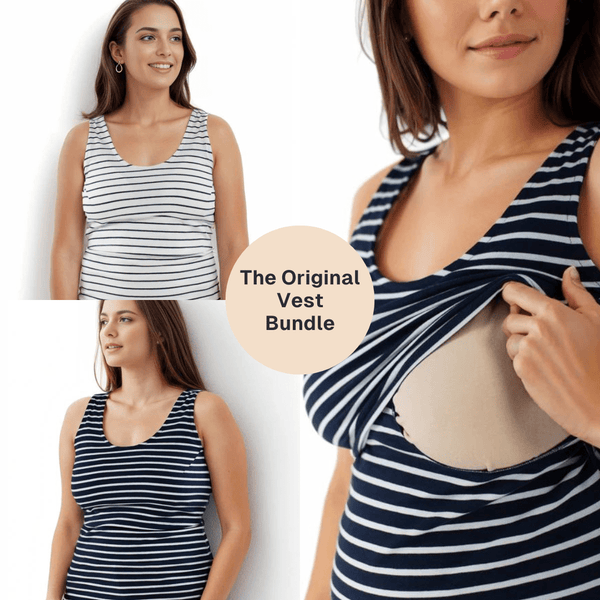 The Bshirt Bshirt Nursing Vest - Twin Pack -Navy/White Stripes & White/Navy Stripes