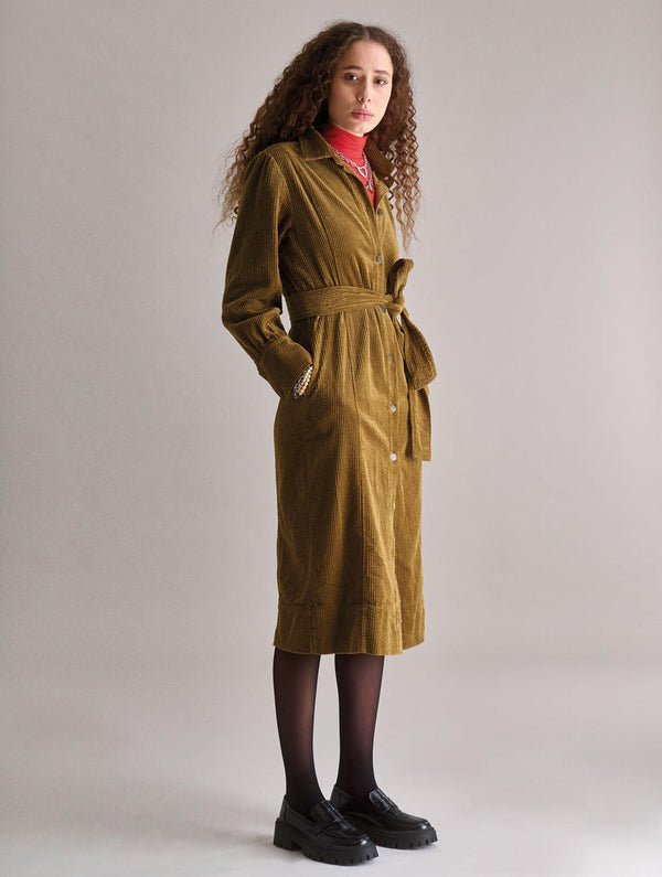 Women's Haritti Organic Cotton Cord Dress | Olive