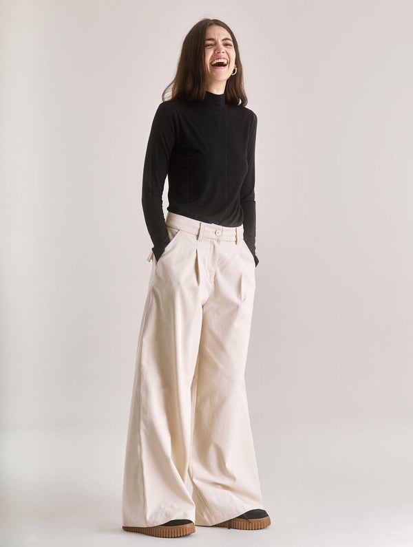 Women's Sofia Cotton Tencel Trouser | Cream