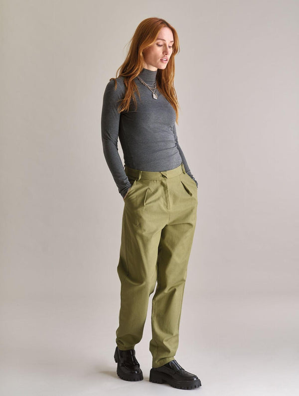 Women's Cotton Tencel Trouser | Olive