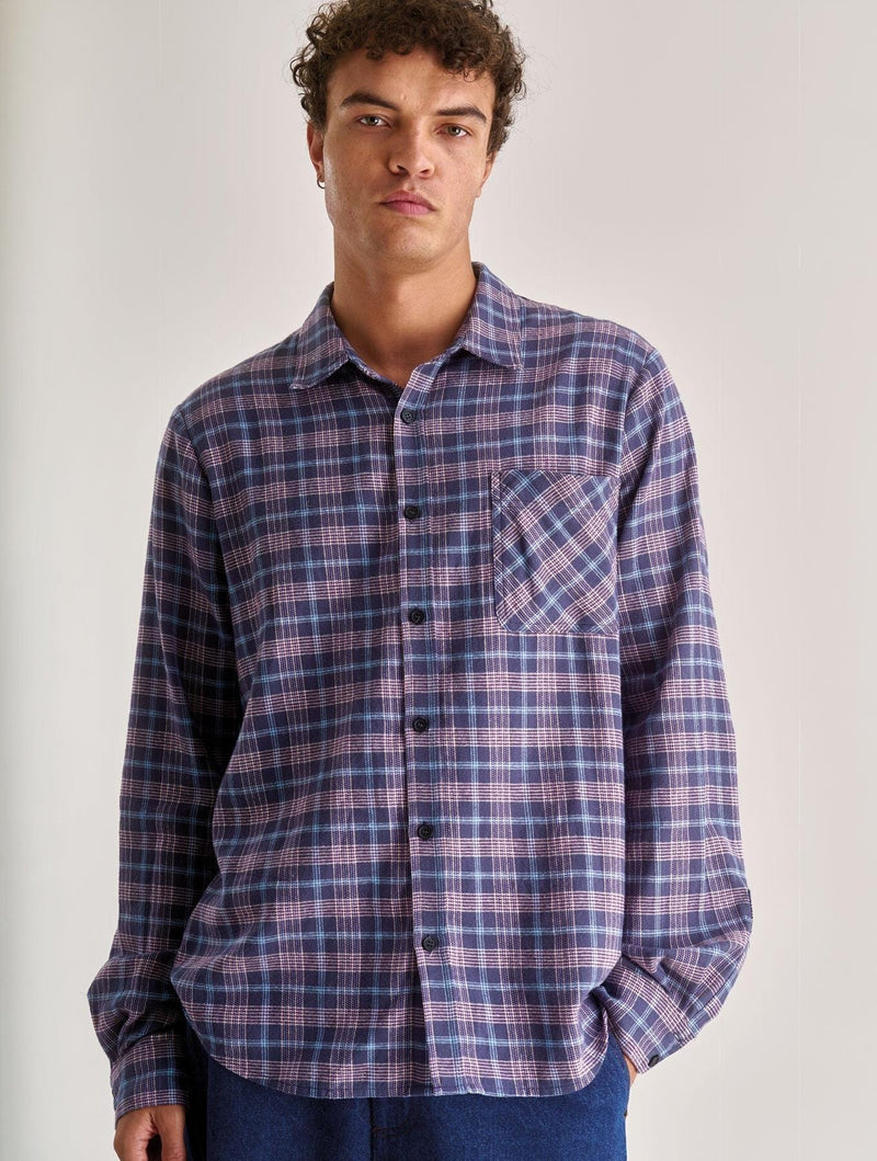 KOMODO Men's Santi Organic Cotton Flannel Shirt | Purple