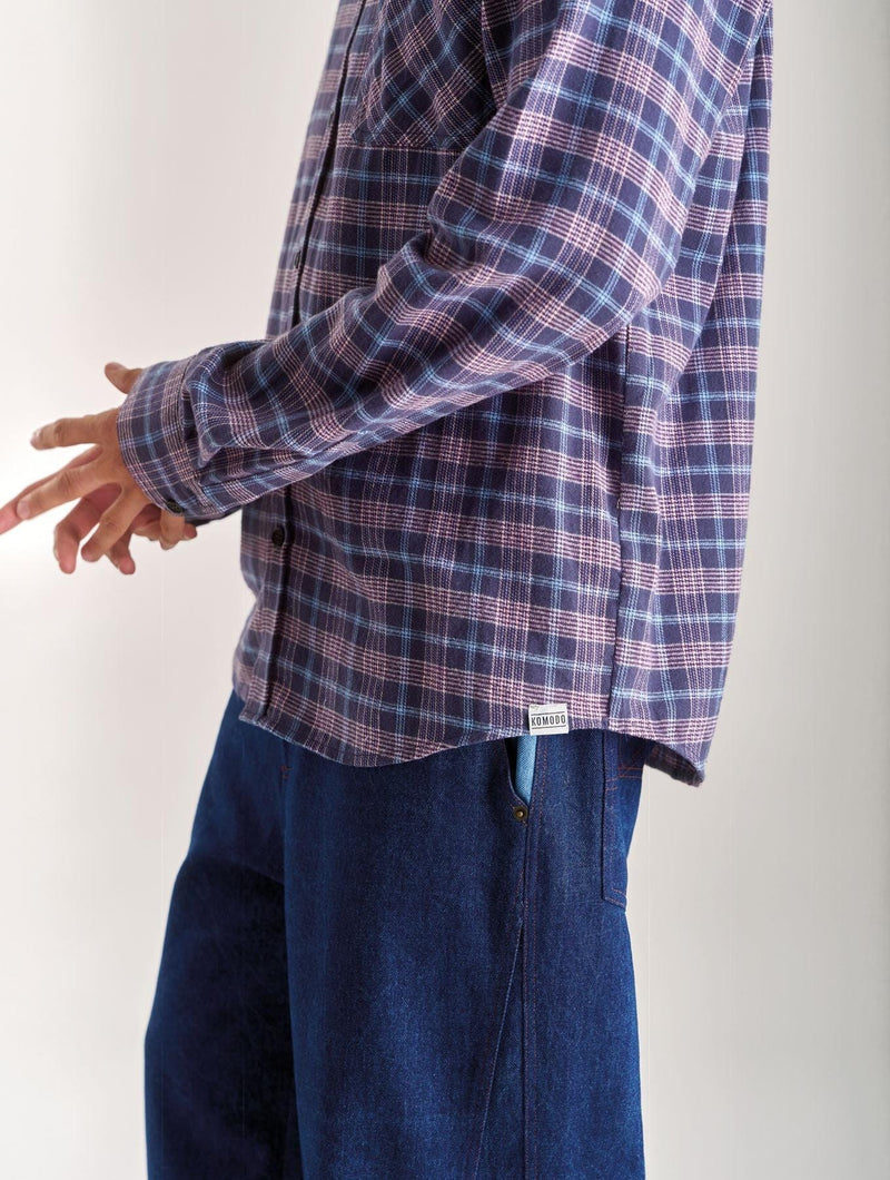 KOMODO Men's Santi Organic Cotton Flannel Shirt | Purple