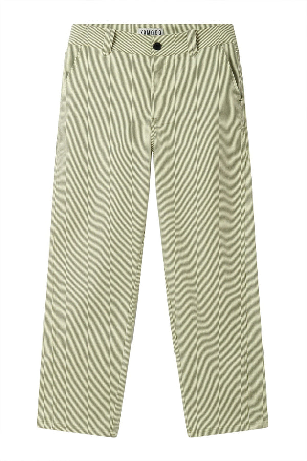 KOMODO MAKULU - Organic cotton trouser - Green ticking stripe